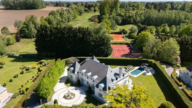 Aerial view of the estate and its grounds