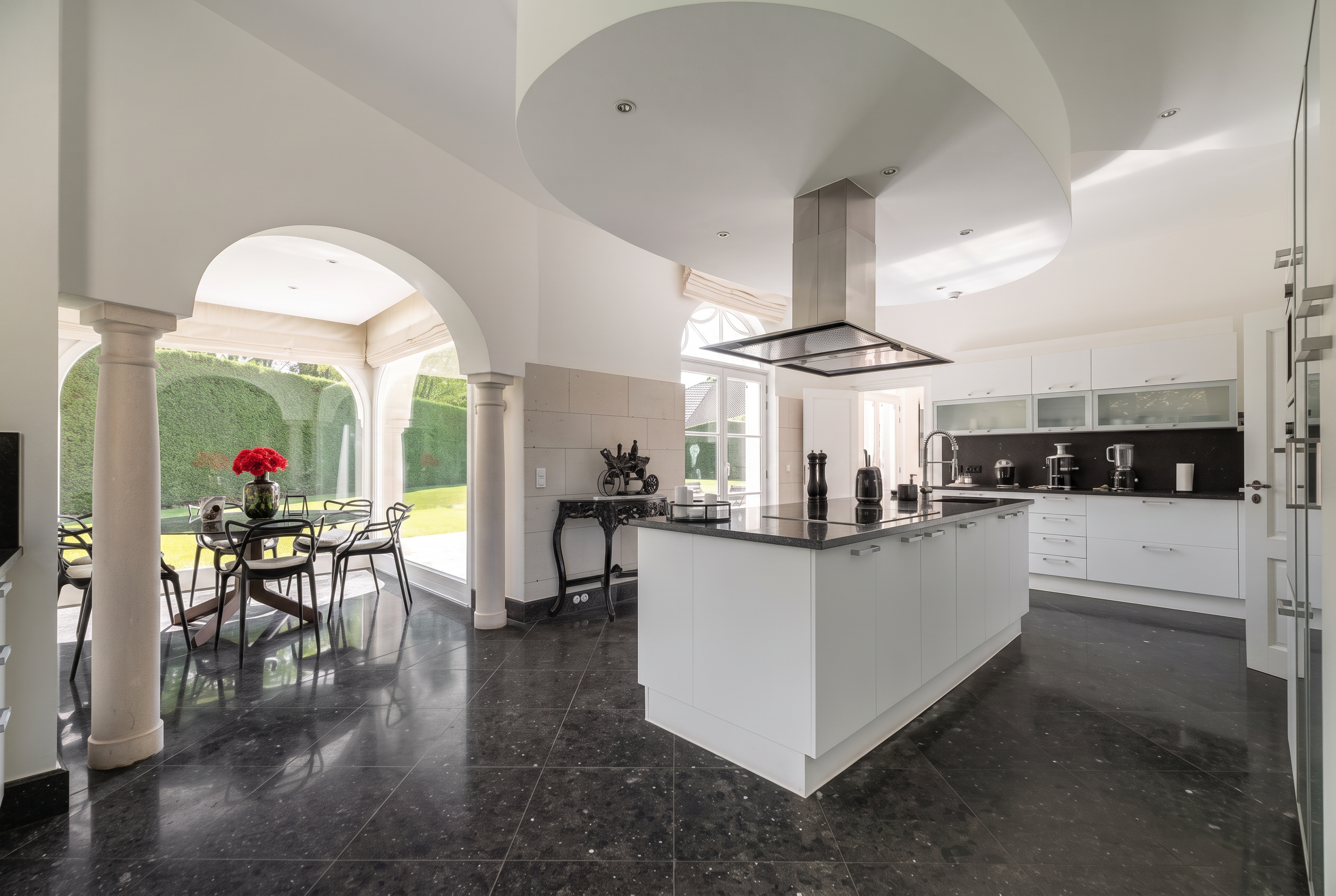 Professional kitchen with central island